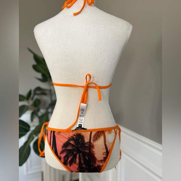 Balmain Sunset Print Bikini Set Palm Tree in Orange Polyamide sz 40 US 8 465$ - Picture 8 of 8